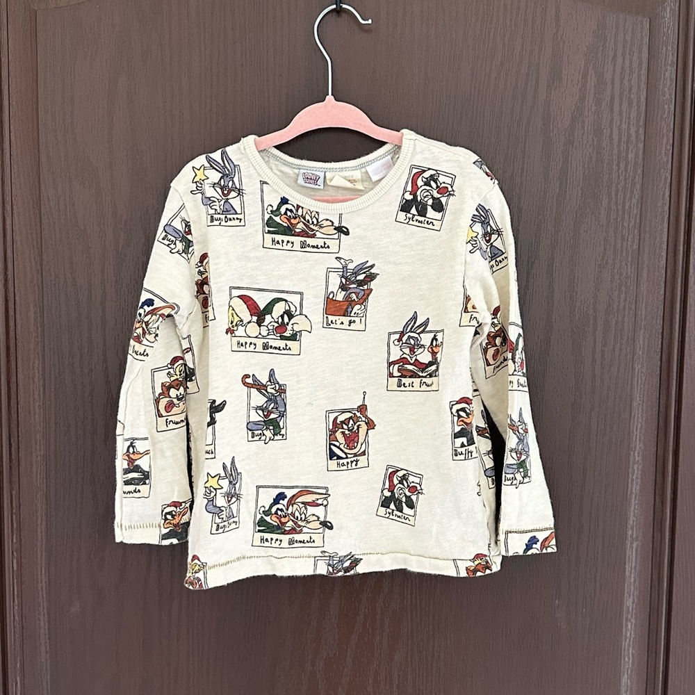 ZARA Looney Tunes Toddler Shirt 2/3Y Bugs Bunny Cartoon Long Sleeve Top Kids Y2K